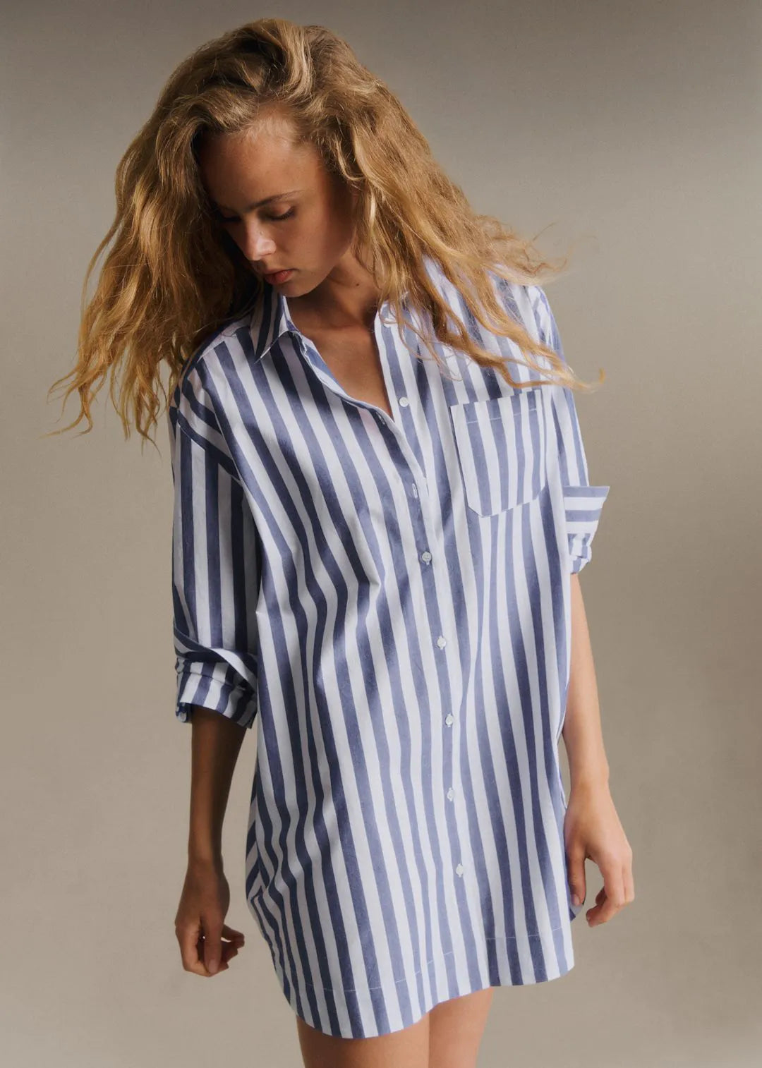 Ecru With Blue Stripes
