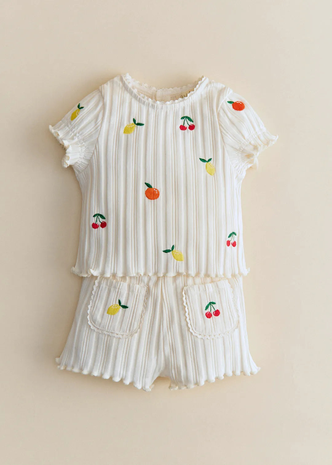 Ecru with Fruit Embroidery