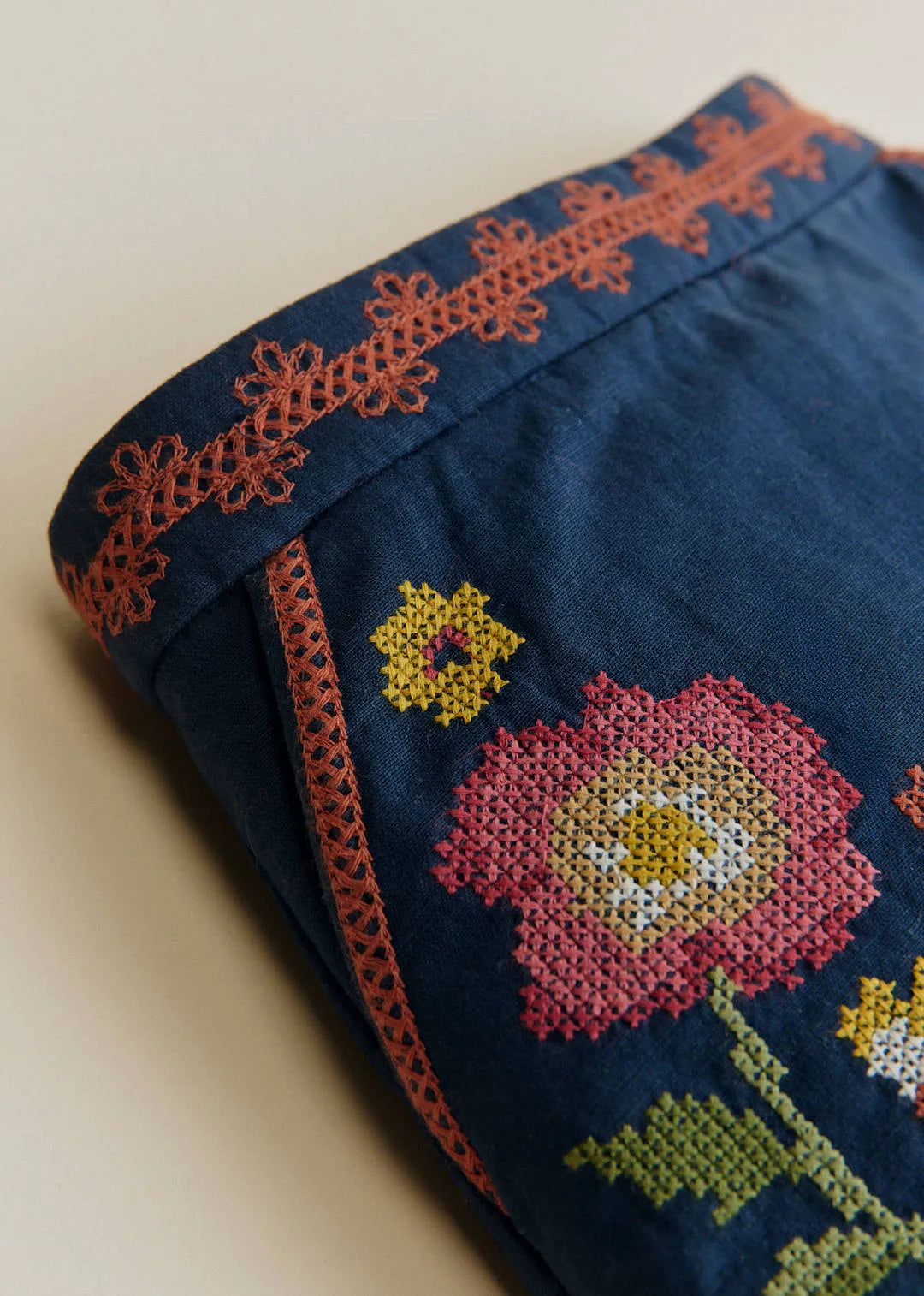 Vintage Ink Blue Embroidery