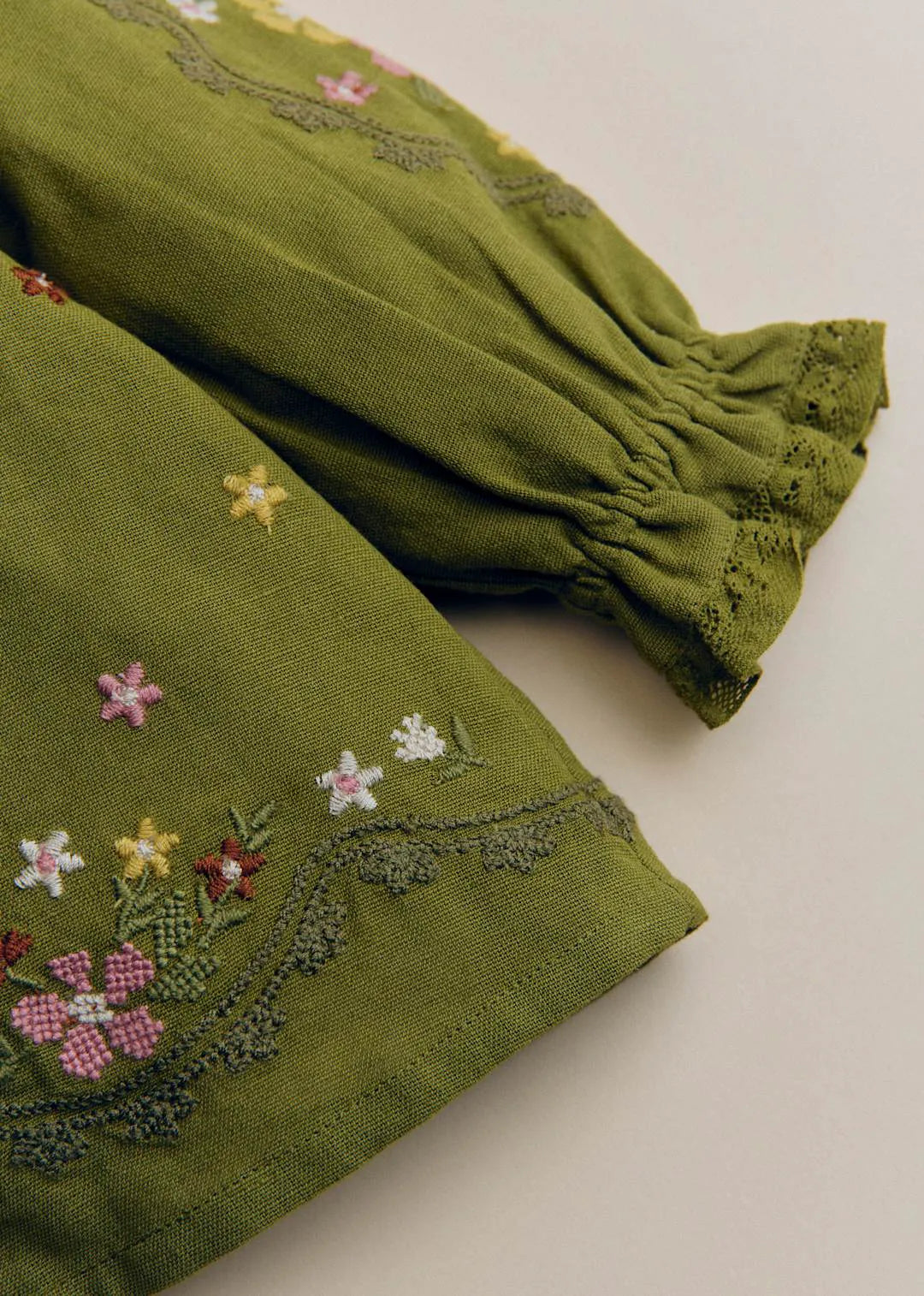 Olive Green Laurette Embroidery