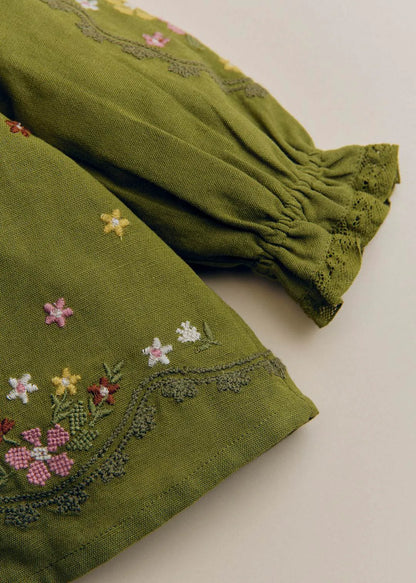 Olive Green Laurette Embroidery