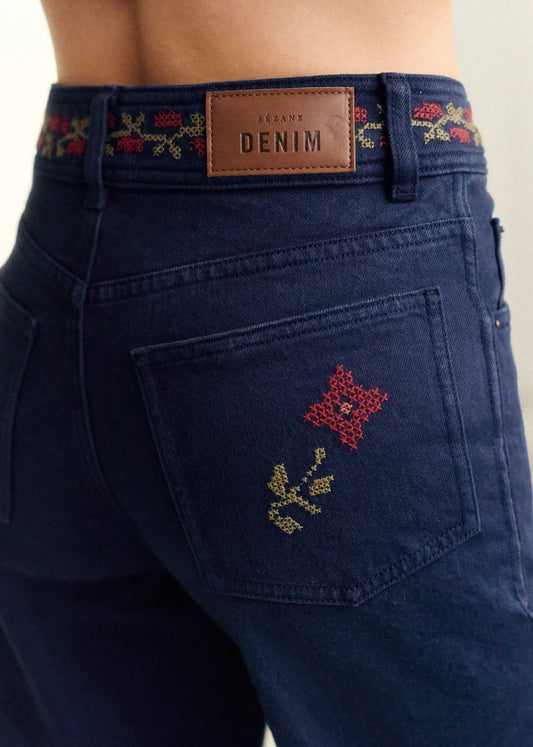 Marine Blue with Jazmin Embroidery