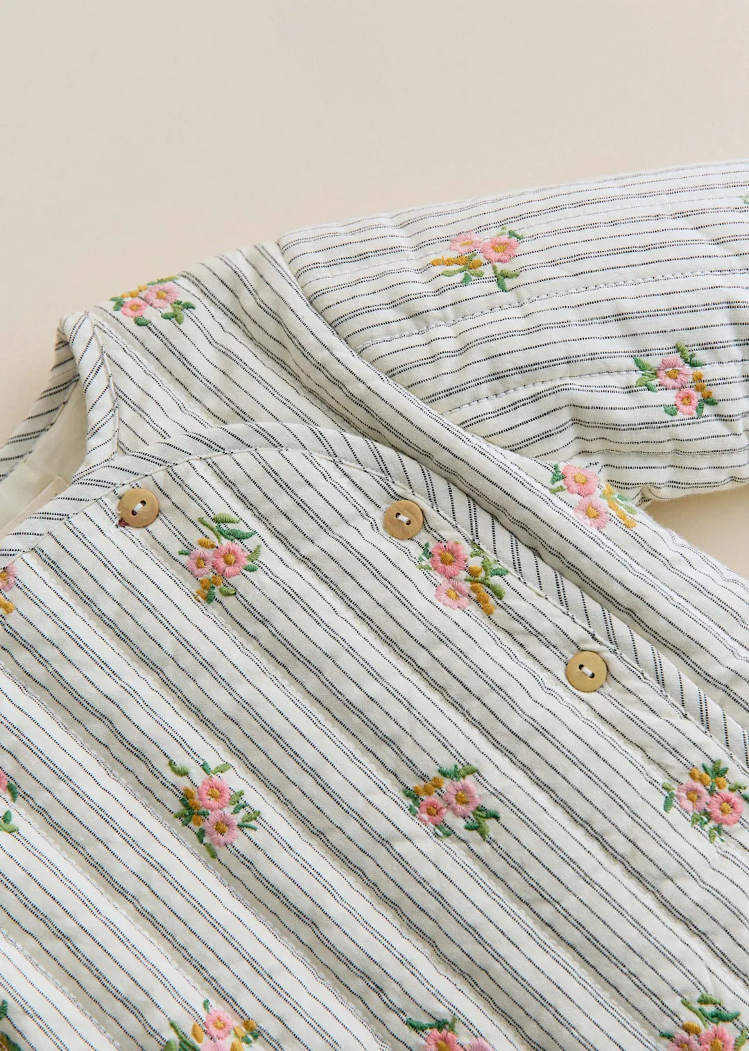 Stripes with Floral Embroidery