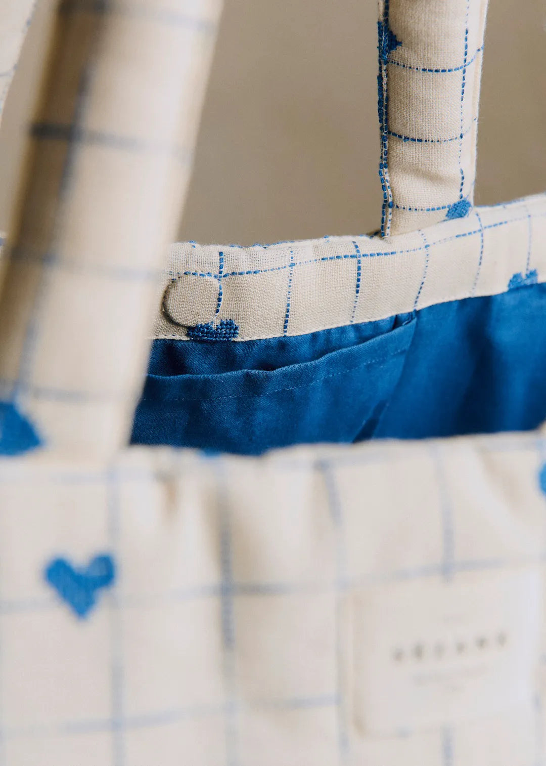Vintage Blue Hearts Embroidery