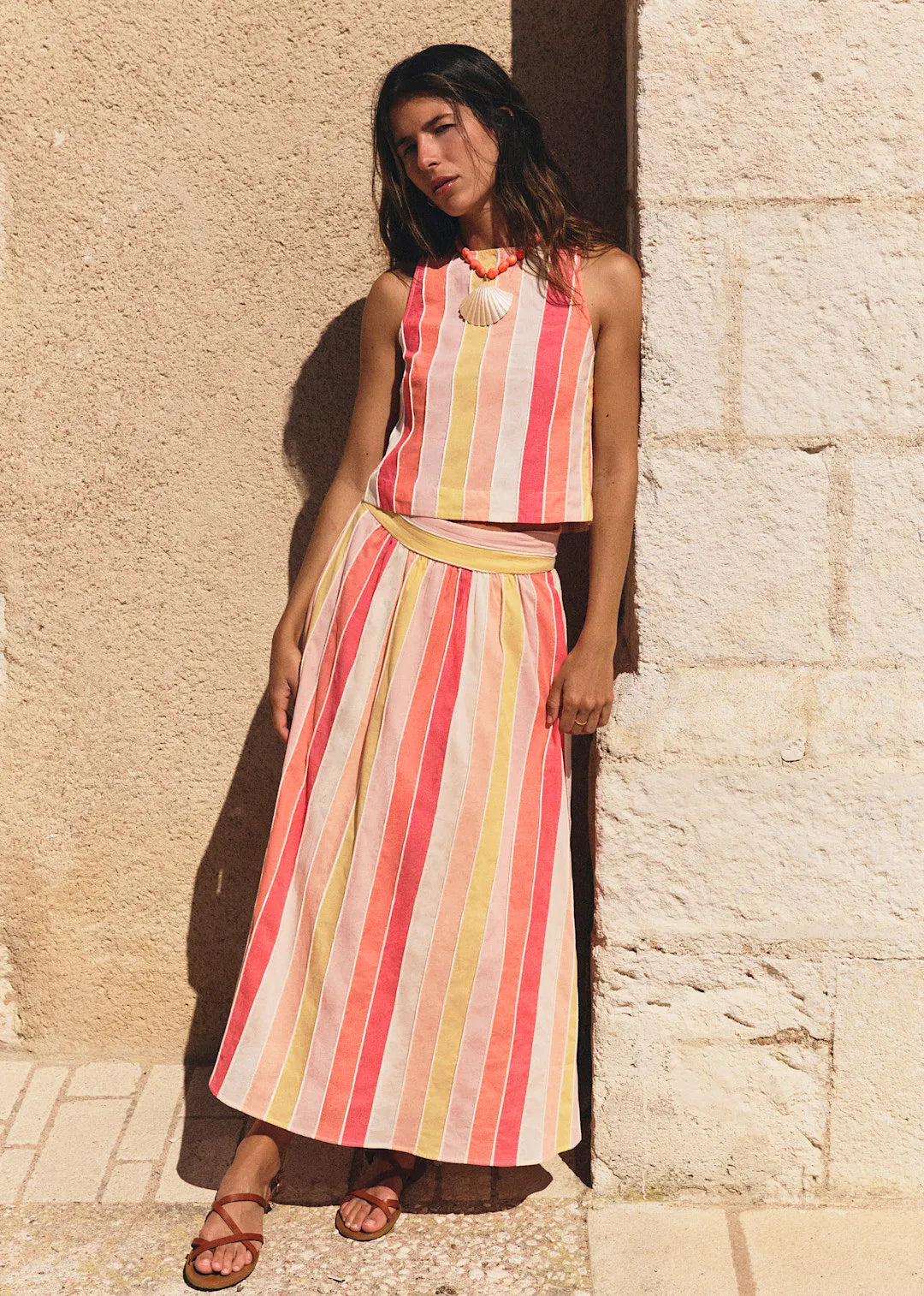 Red, Yellow and Ecru Stripes