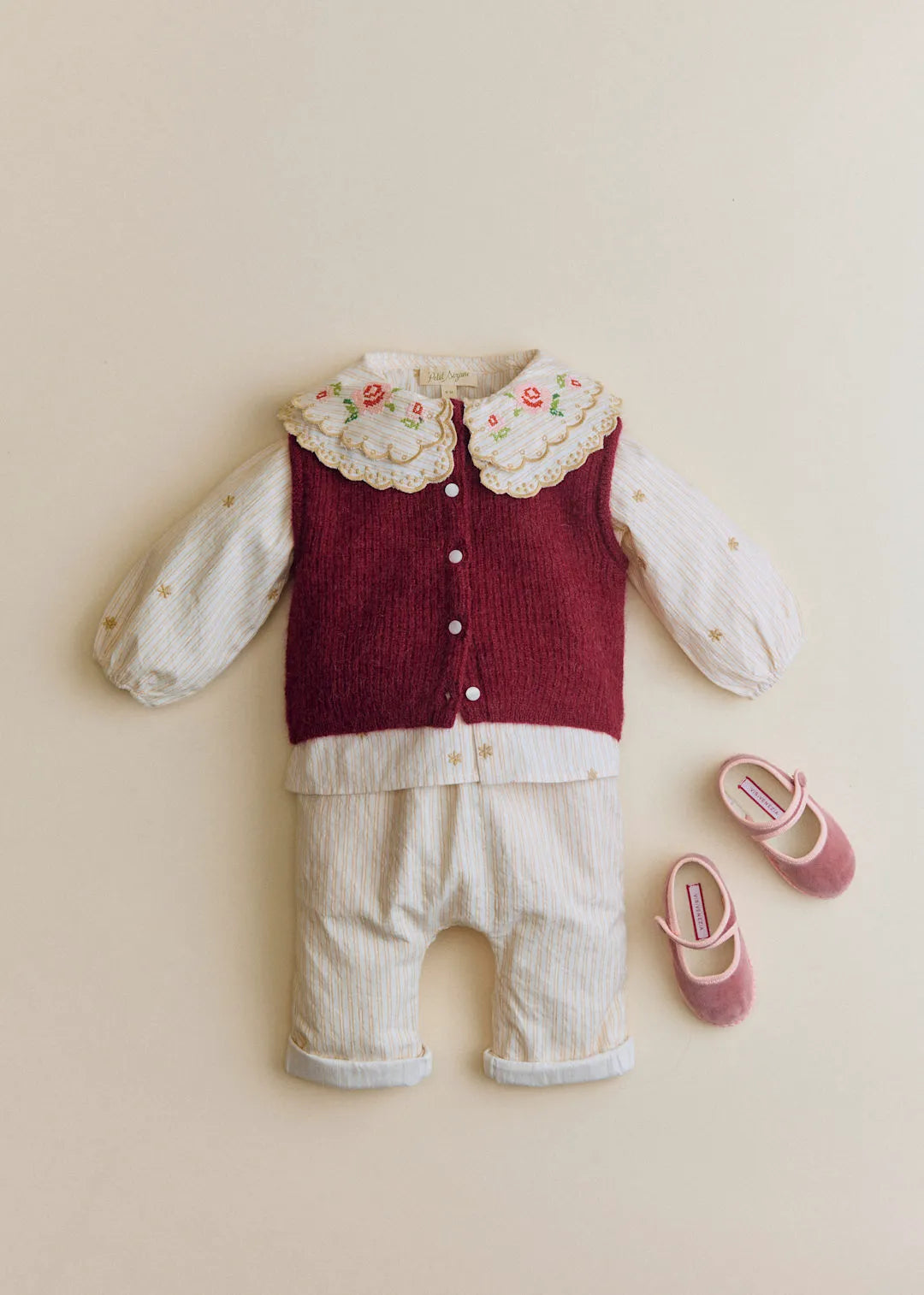 Woven Stripe + Doily Embroidery