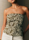 Khaki with Cream Dori Embroidery