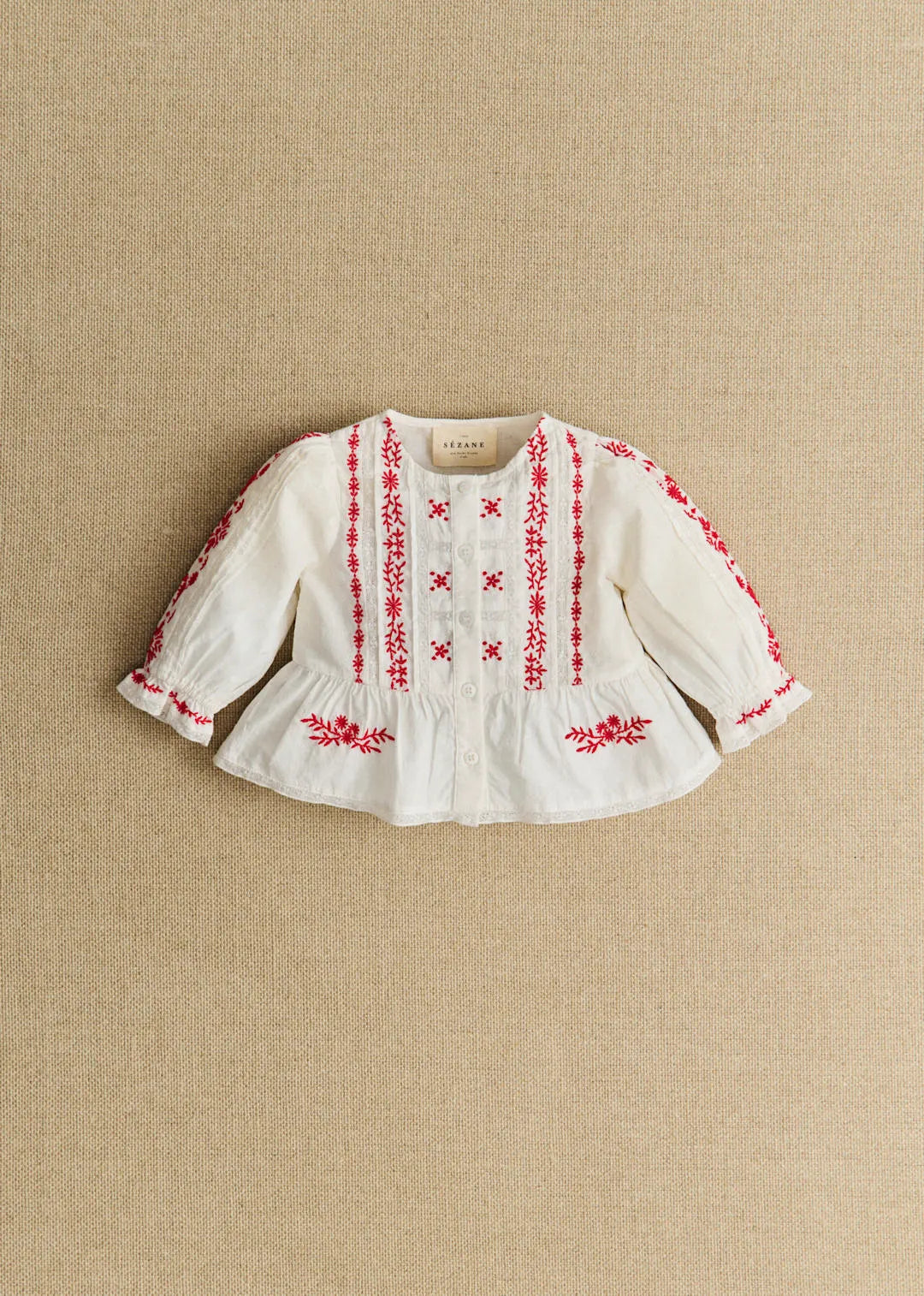 White with Red Embroidery