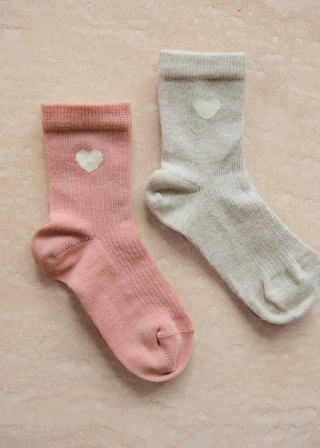 Heart pink / Beige marl heart