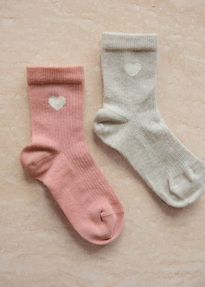 Heart pink / Beige marl heart