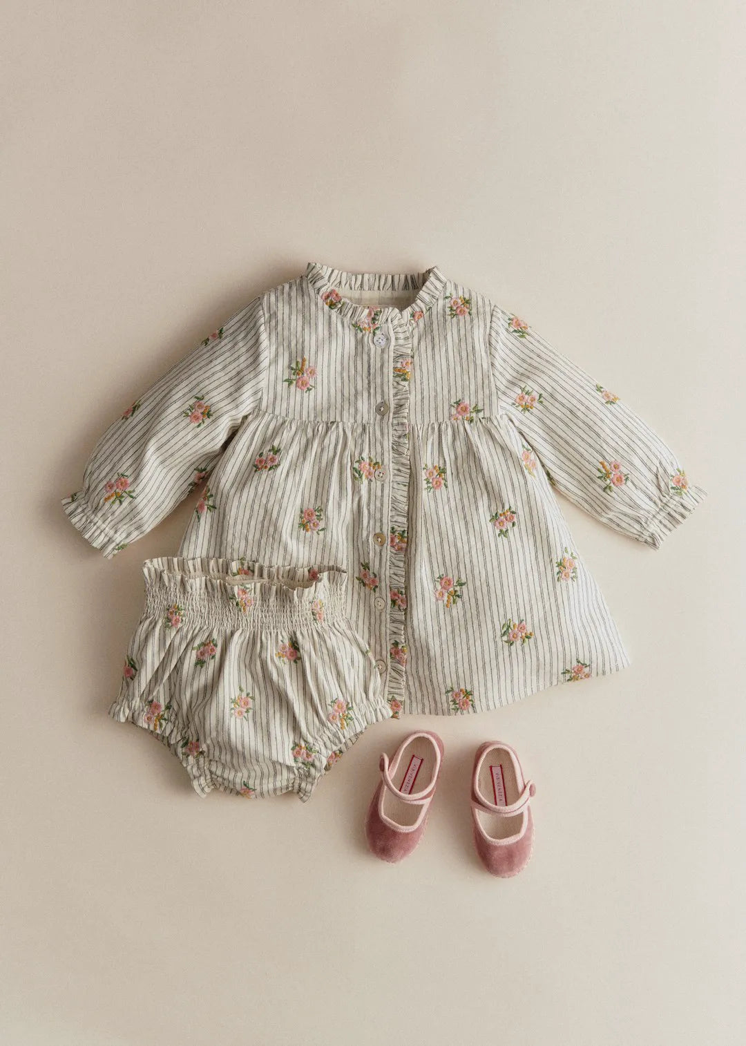 Stripes with Floral Embroidery