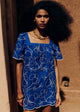 Azure Blue with Constrasting Ecru Embroidery