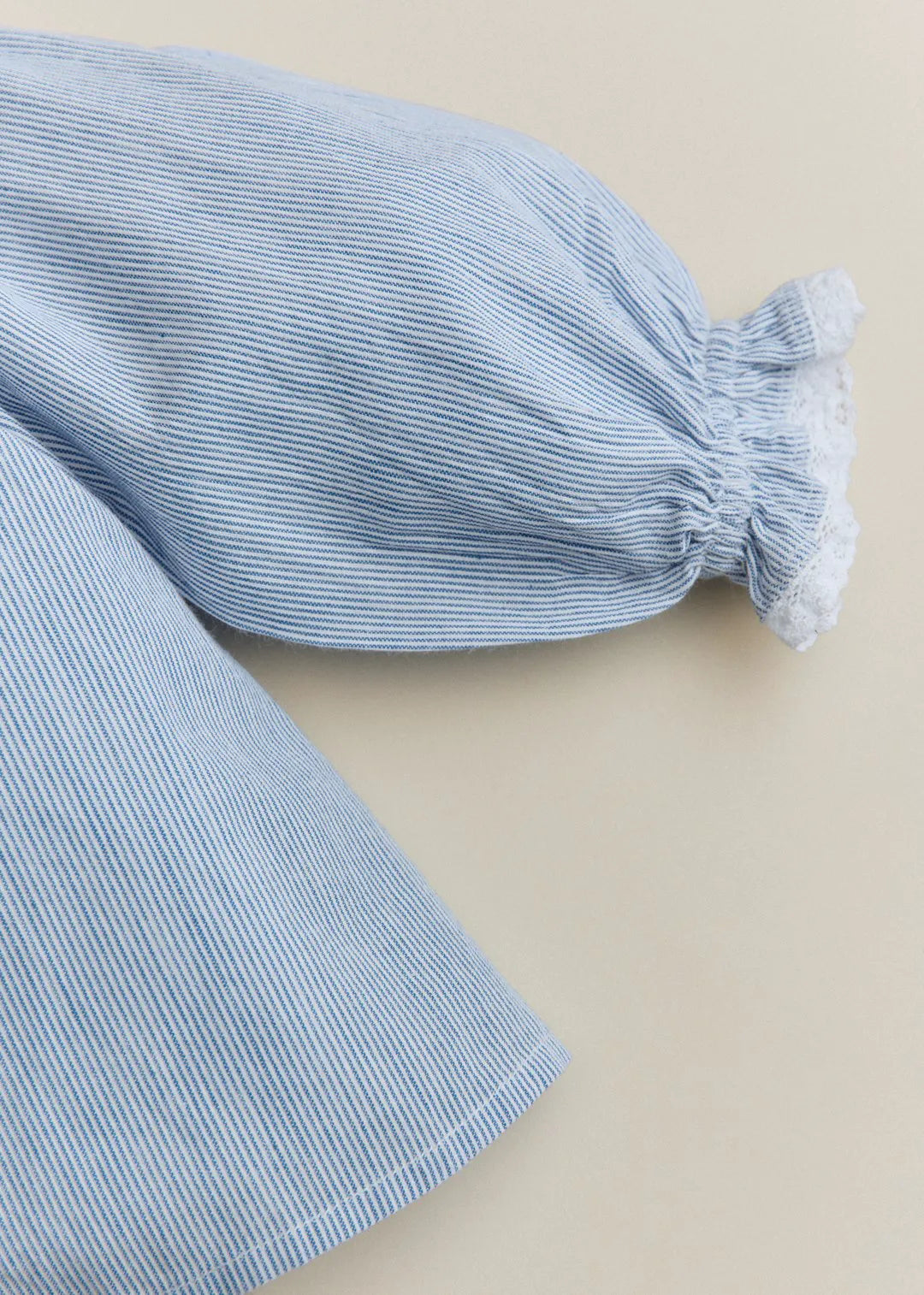 Blue Stripe Voile & Meadow Embroidery
