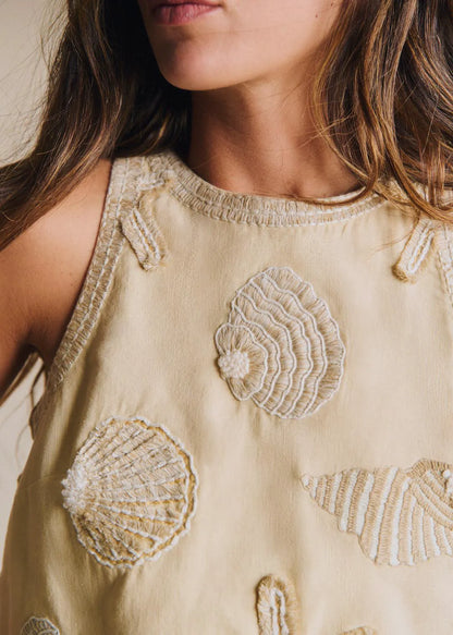 Ecru with Contrasting Cream Embroidery