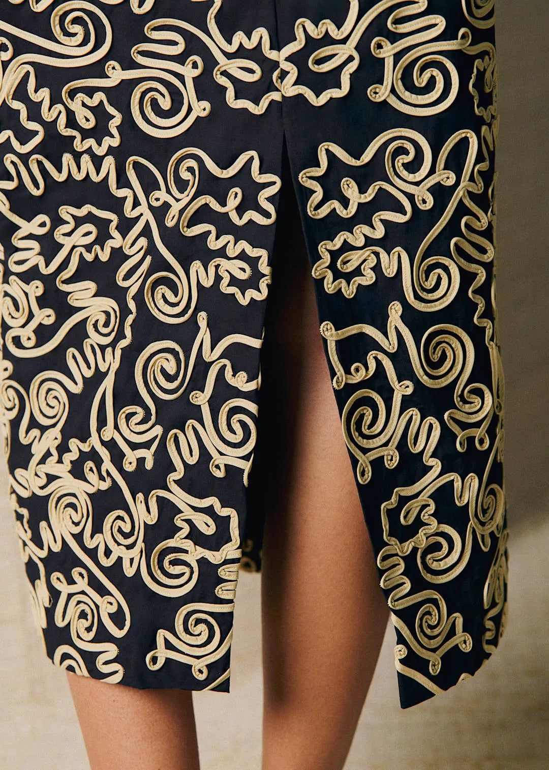 Black with Cream Dori Embroidery
