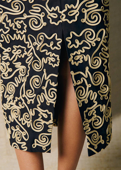 Black with Cream Dori Embroidery