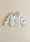 Ecru with Blue Jasmine Embroidery
