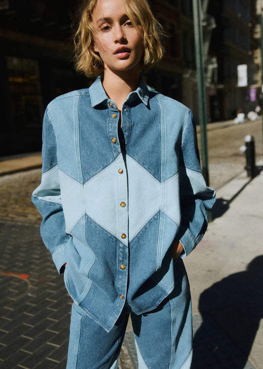 Patchwork Denim Light Blue