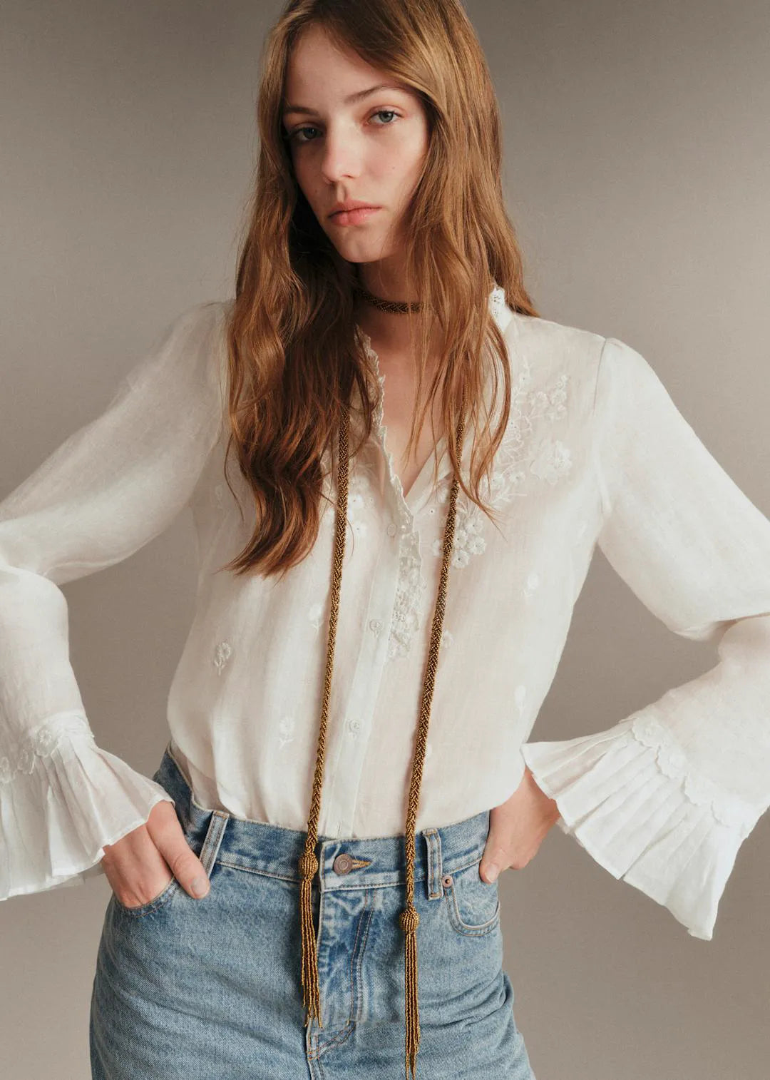 Embroidered Ecru