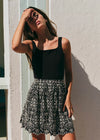 Contrast Embroidery Black Ecru