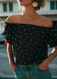 Beige Polka Dots Black Background Print