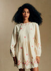 Cream with Pink Floral Embroidery