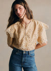 Contrasting Ecru Embroidery Beige Background