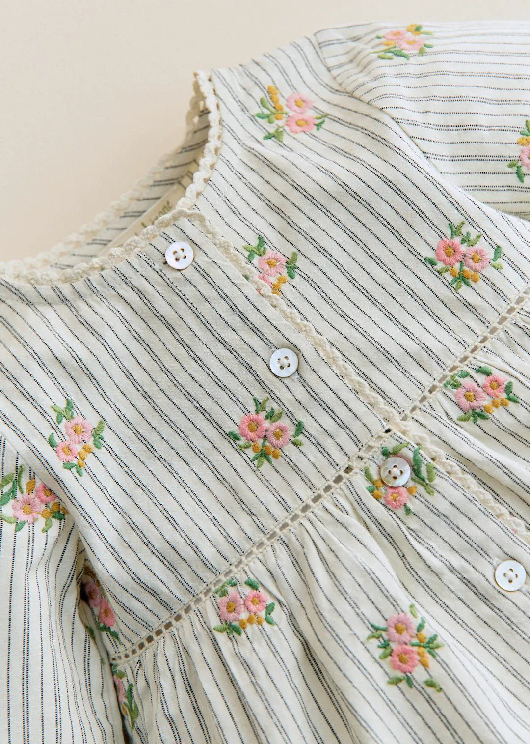 Stripes with Floral Embroidery