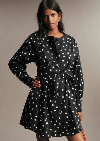 Cream Polka Dots on Black