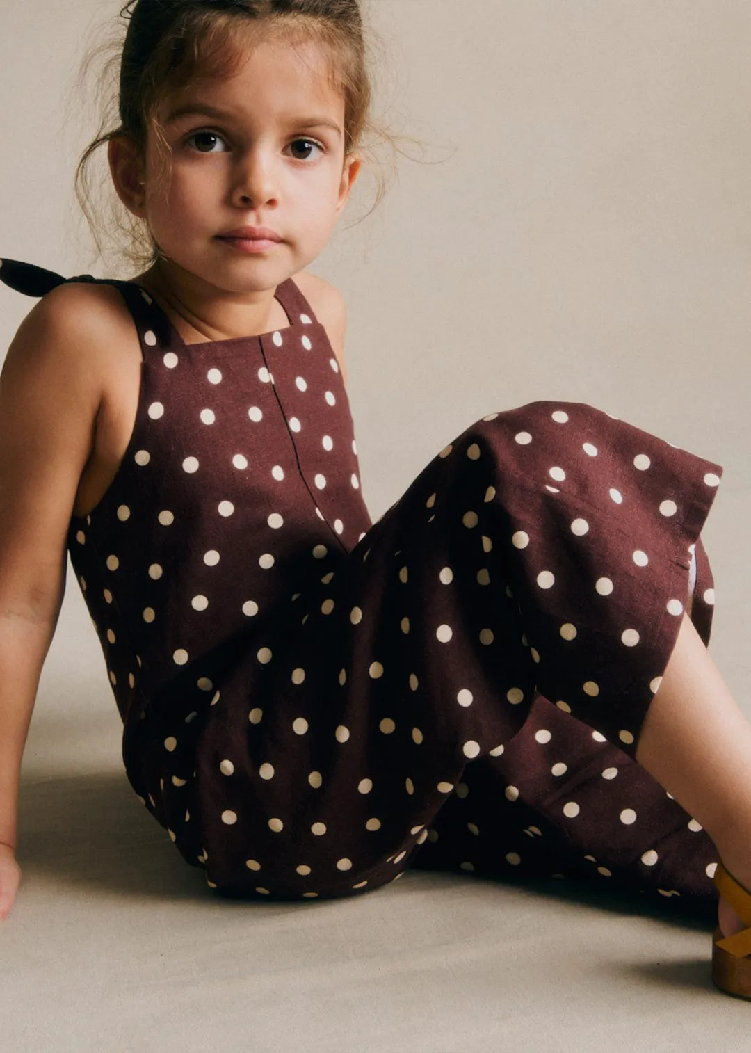 Ecru Polka Dots on Chocolate Print