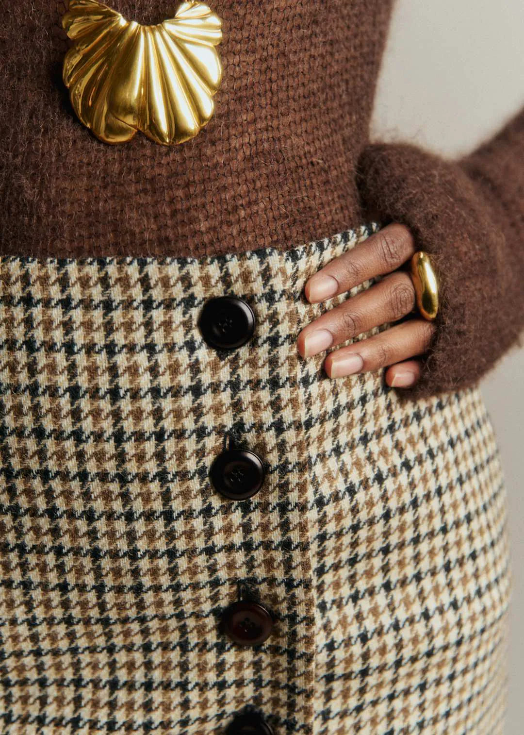 Beige, Ecru and Navy Checks
