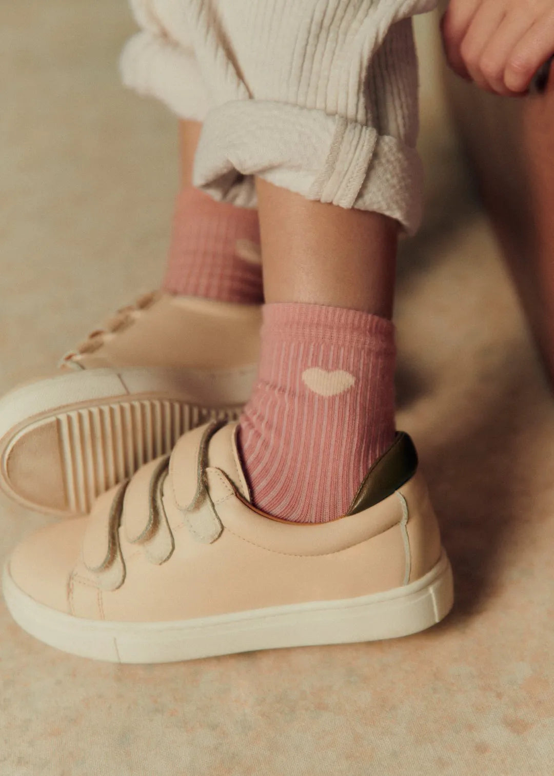Heart pink / Beige marl heart