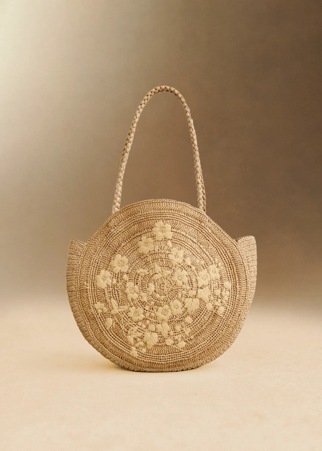 Raffia with Embroidered Flowers