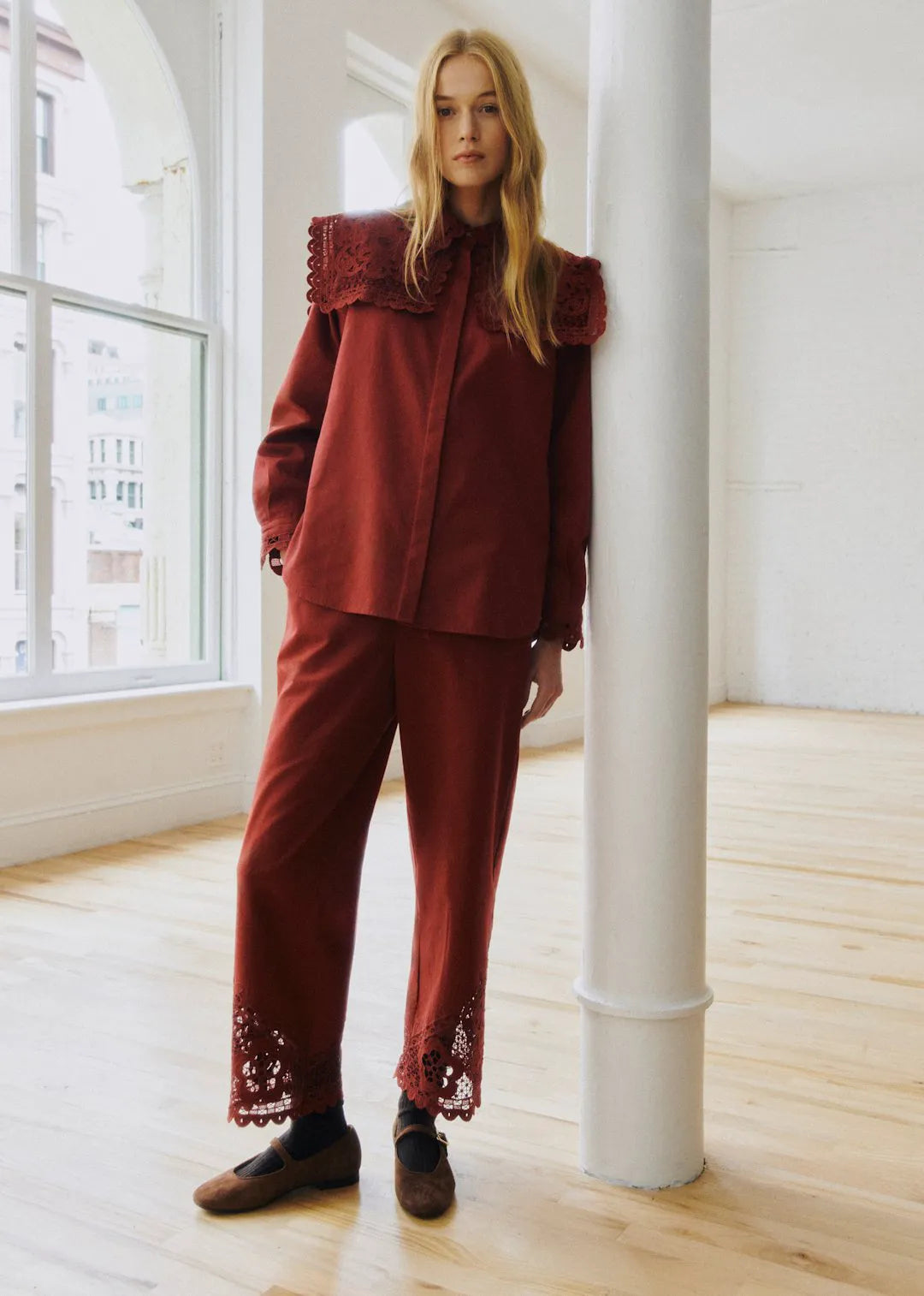 Burgundy Embroidery