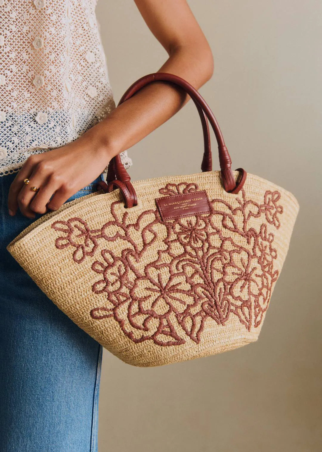 Raffia Embroidery Terracotta Flowers