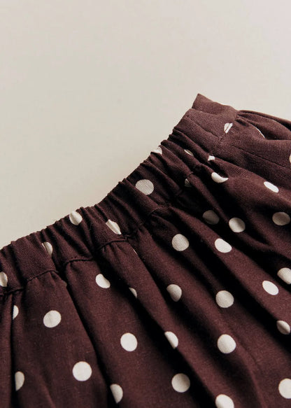 Ecru Polka Dots on Chocolate Print