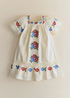 Ecru with Multicolored Floral Placed Embroidery