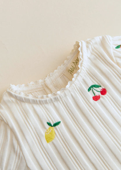Ecru with Fruit Embroidery