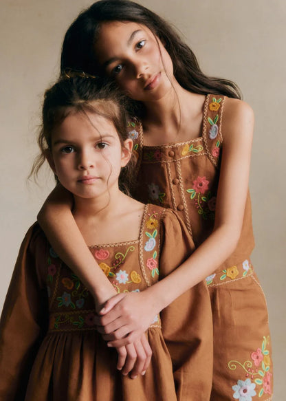 Contrasting Embroidery Brown Background
