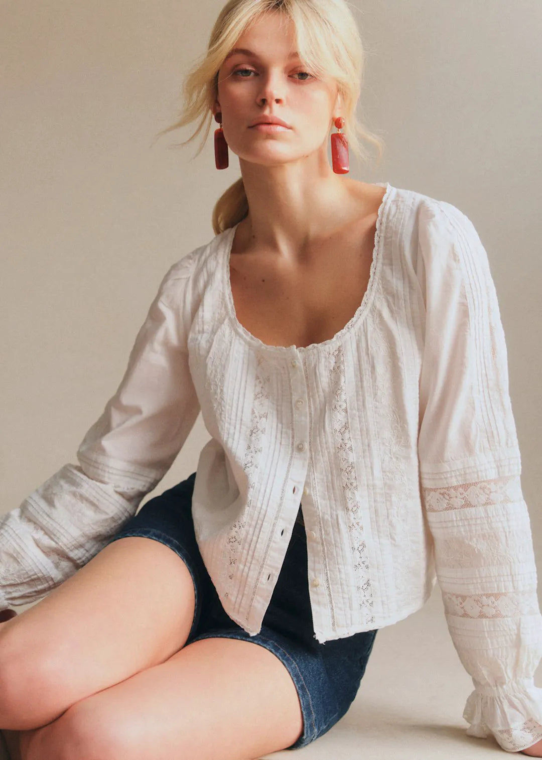Embroidered Ecru