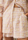 Beige Gingham and Floral Print