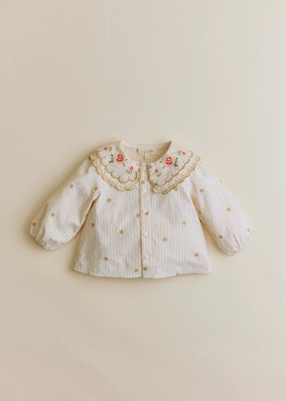 Woven Stripe + Doily Embroidery