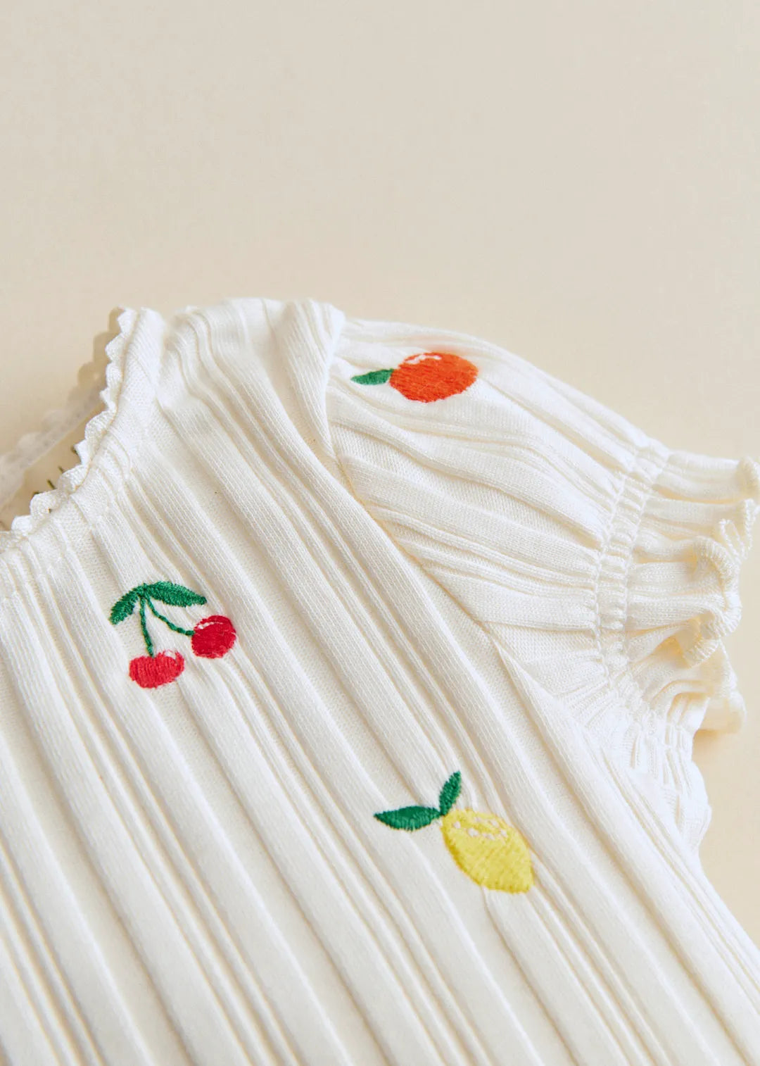 Ecru with Fruit Embroidery