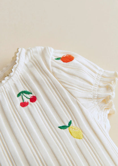 Ecru with Fruit Embroidery
