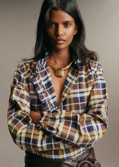 Brown Navy Check