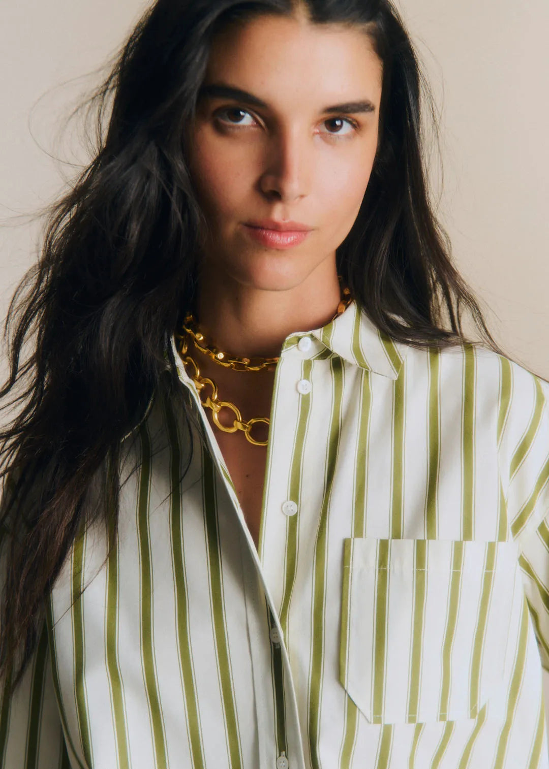 Ecru Khaki Stripes
