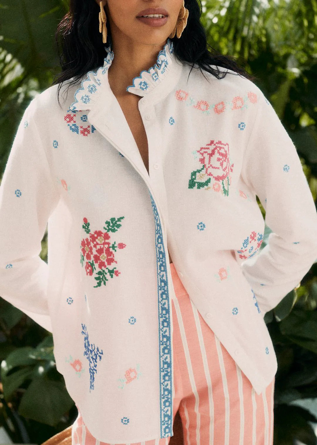 Green Pink Camellia print