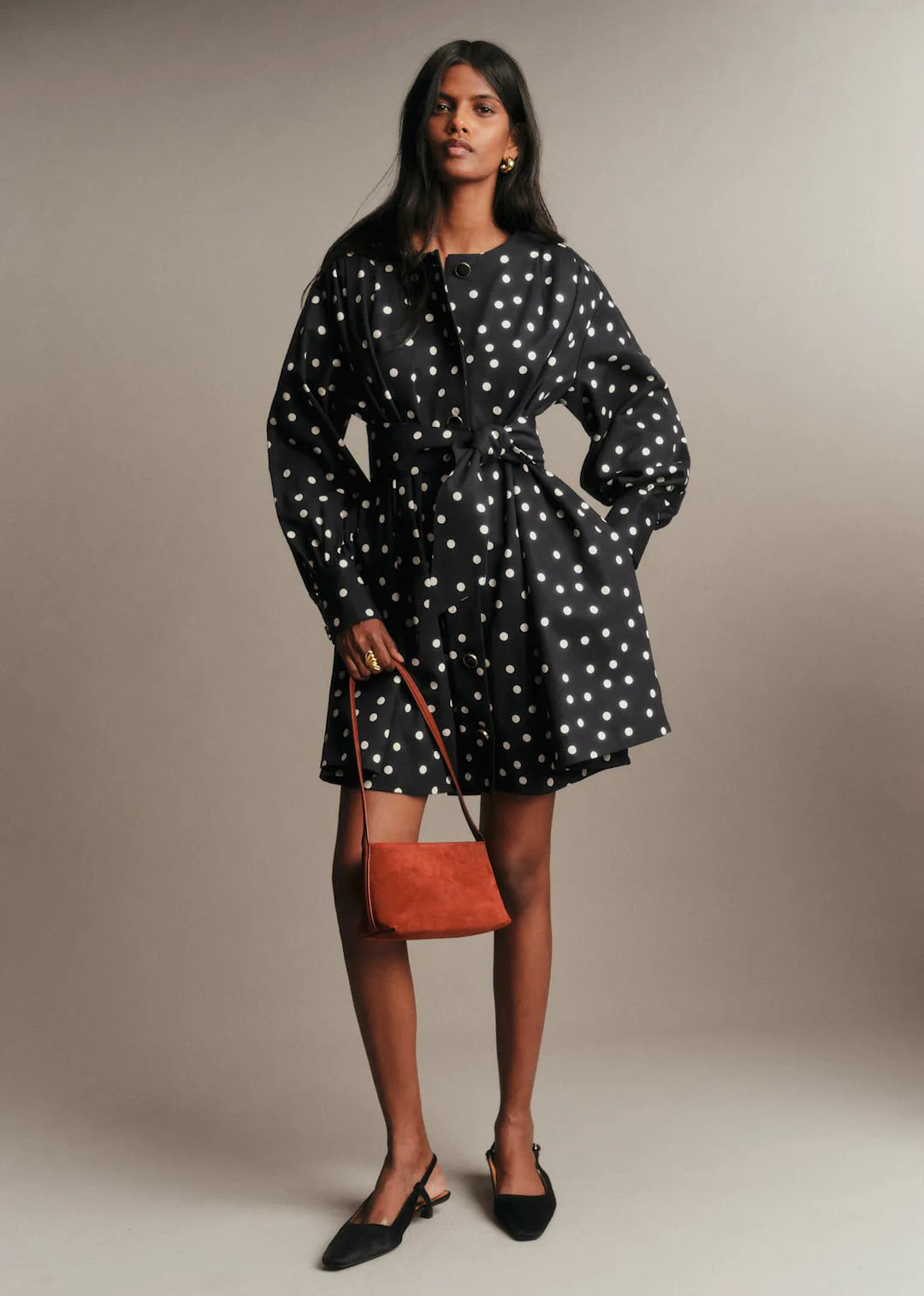 Cream Polka Dots on Black