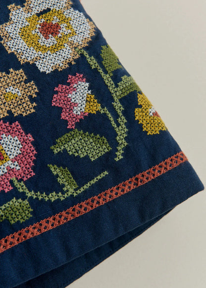 Vintage Ink Blue Embroidery
