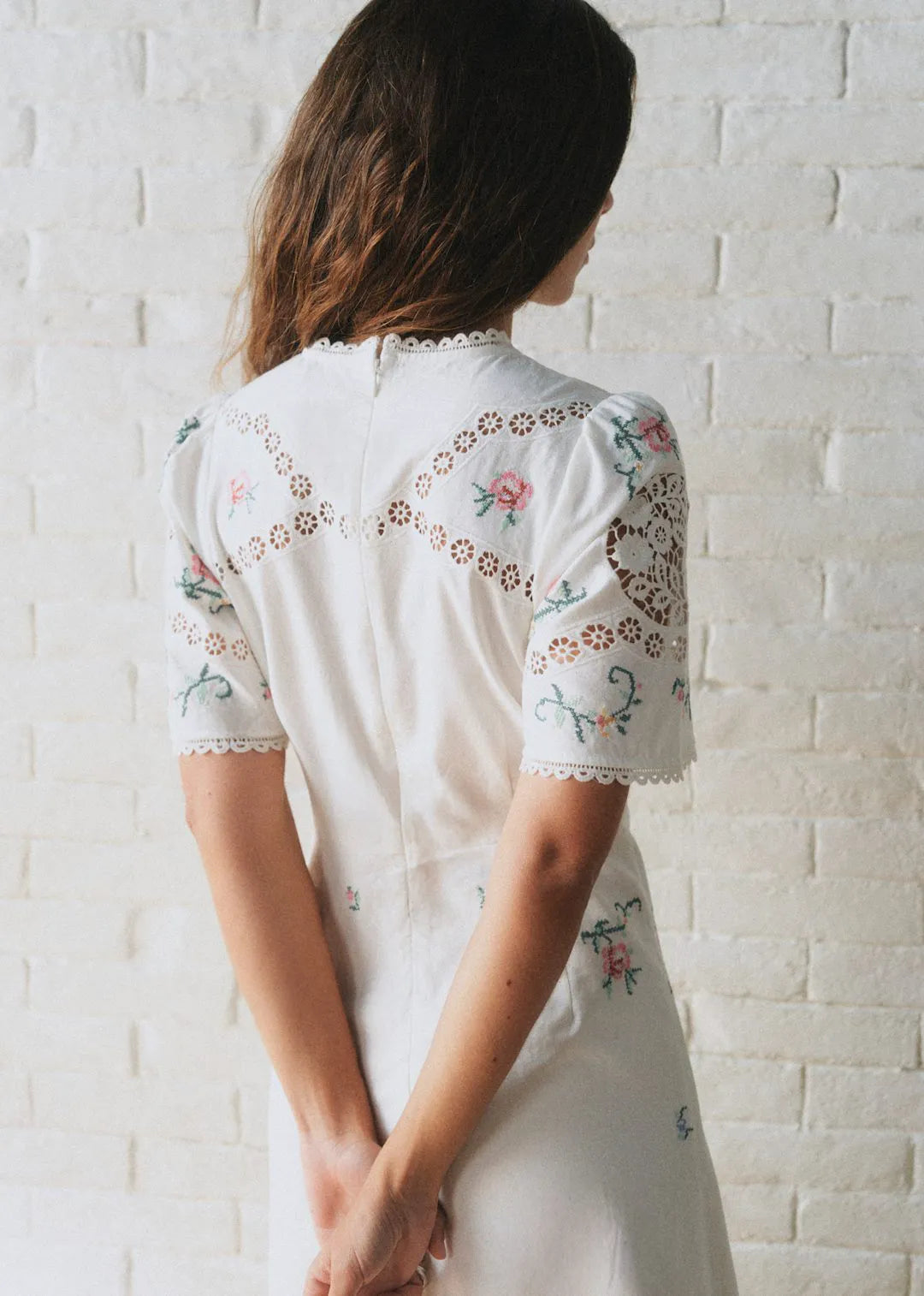 Ecru with Multicolored Embroidery
